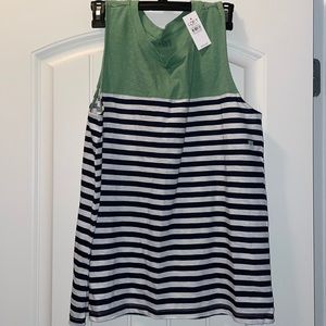 Navy, green and white striped tank. Loft outlet. Women’s L. NWT